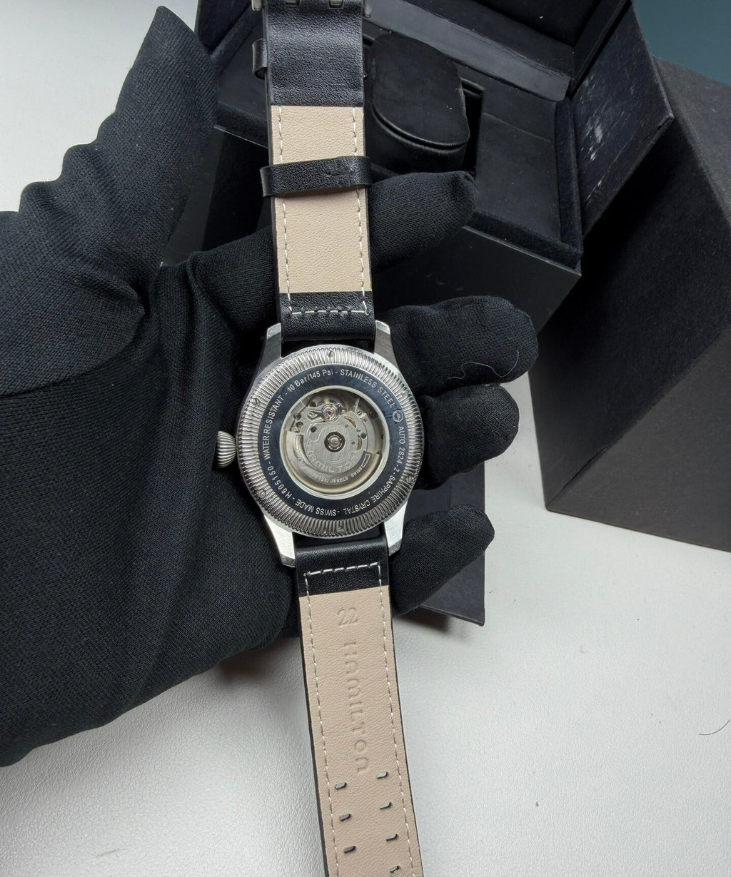 Swiss Men's Hamilton Khaki Automatic Watch Cal. 2824 Date 45mm Black Dial Excellent Condition 439-2000