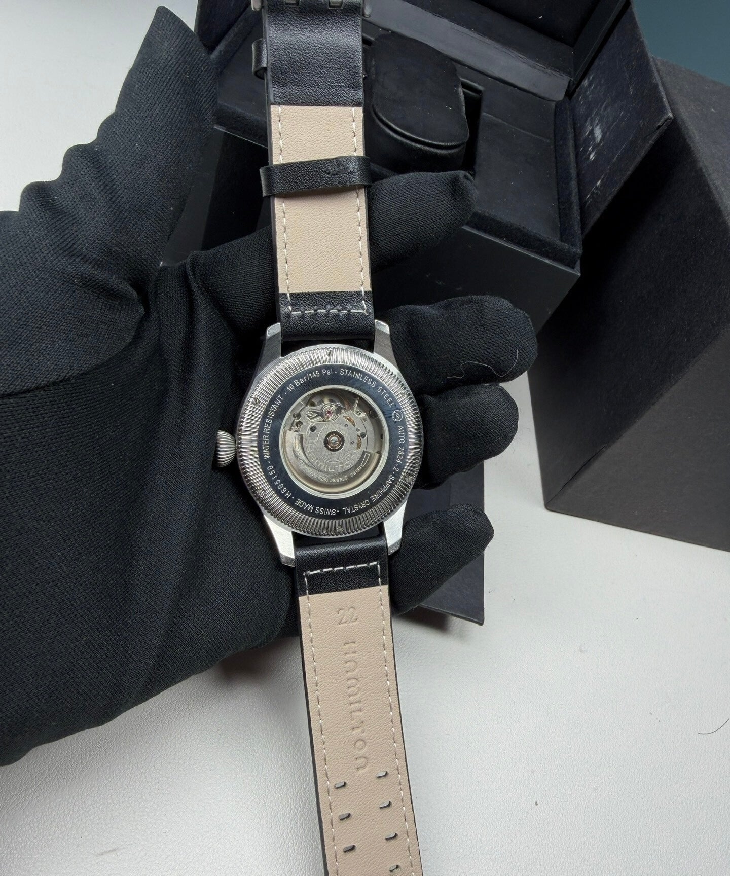 Swiss Men's Hamilton Khaki Automatic Watch Cal. 2824 Date 45mm Black Dial Excellent Condition 439-2000