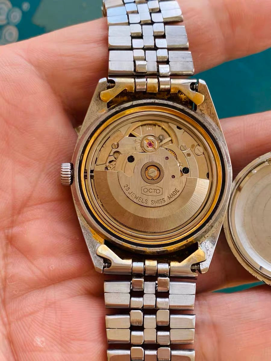 Octo Swiss Missilemaster Automatic Watch Day Date ETA2789 Vintage 1970s 36mm Classic 498-0260
