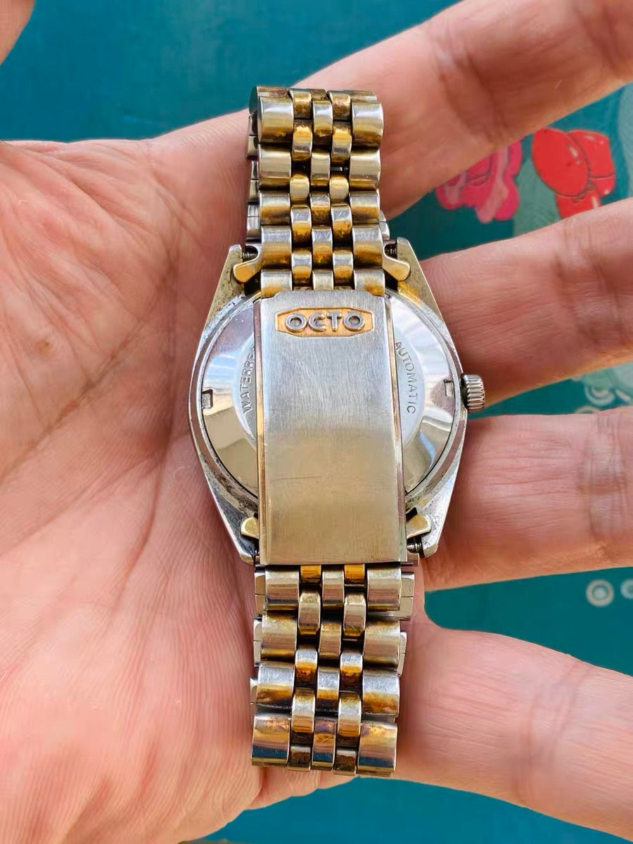 Octo Swiss Missilemaster Automatic Watch Day Date ETA2789 Vintage 1970s 36mm Classic 498-0260