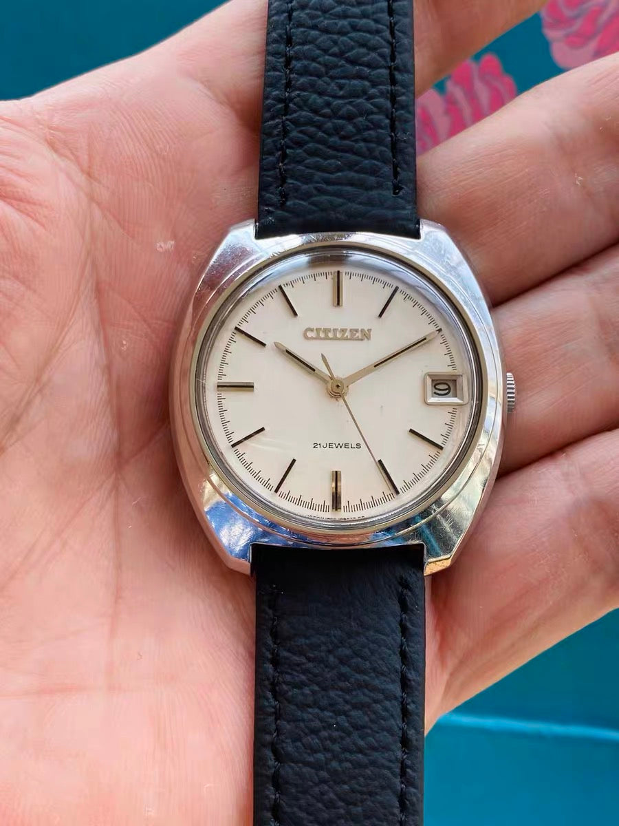 Citizen Manual Wind Watch Cal. 1860 Date Vintage 37mm 21 Jewels Classic Mechanical 502-0168