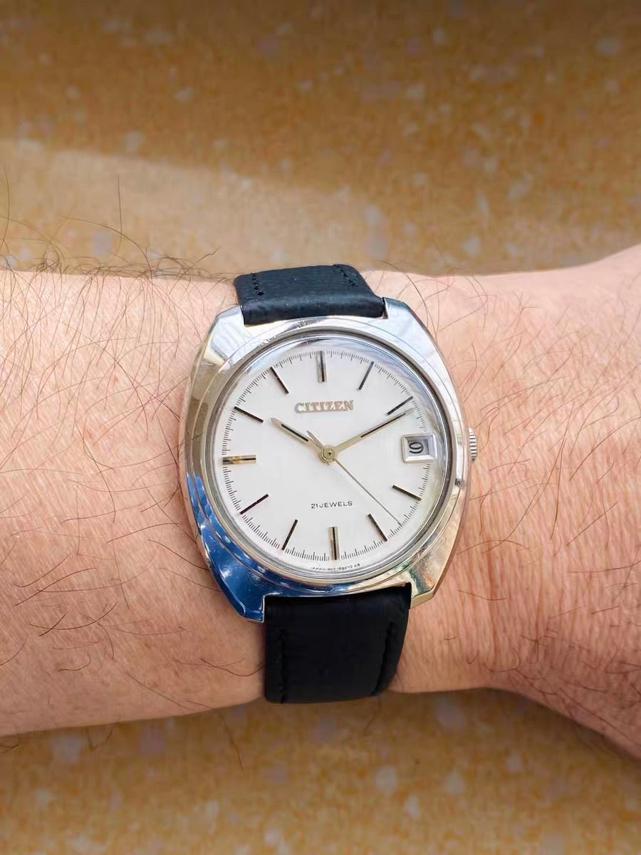 Citizen Manual Wind Watch Cal. 1860 Date Vintage 37mm 21 Jewels Classic Mechanical 502-0168