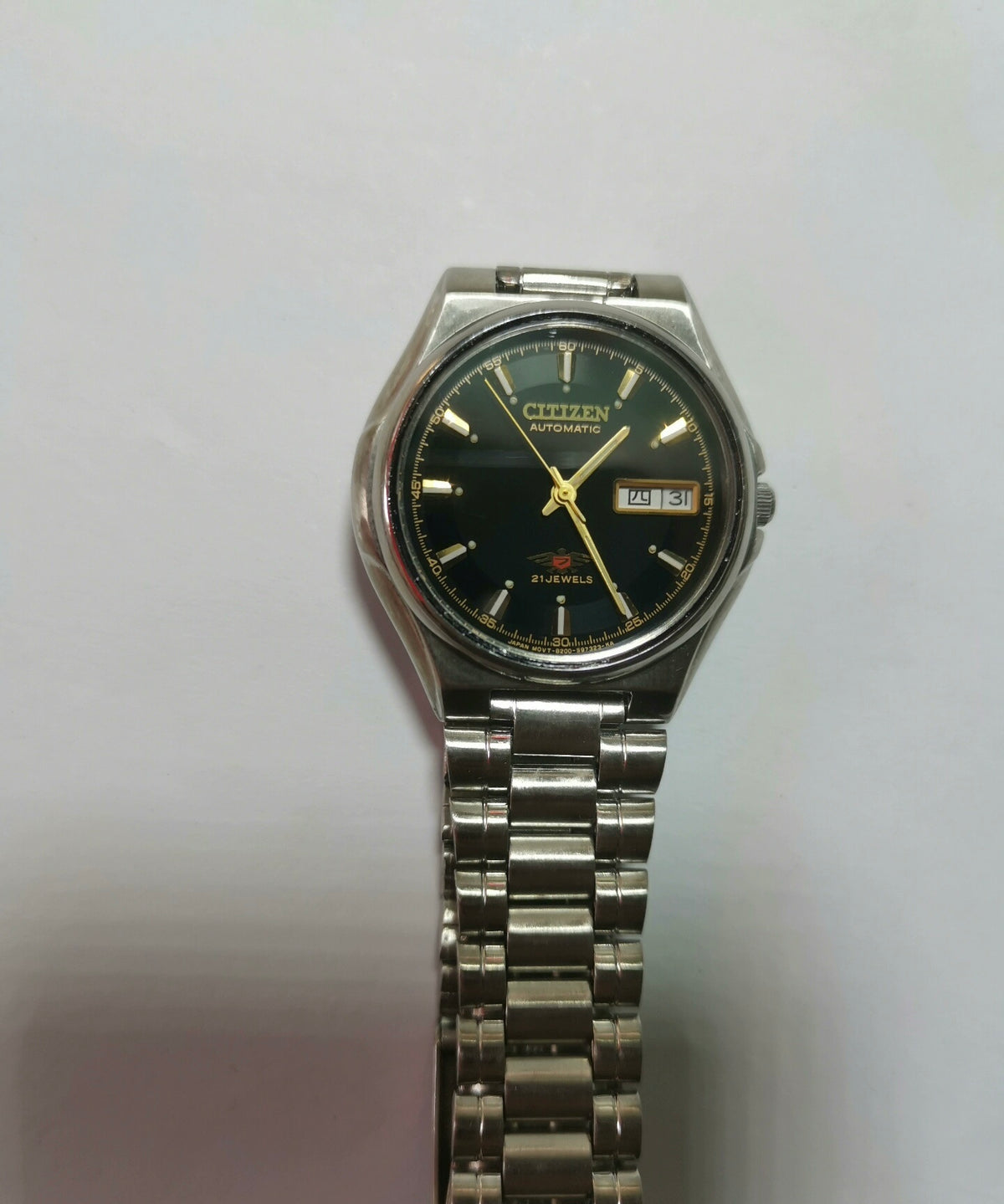 Citizen Automatic Vintage Watch 21 Jewels 36.5mm Sapphire Crystal Full Stainless Steel Day Date 503-0165