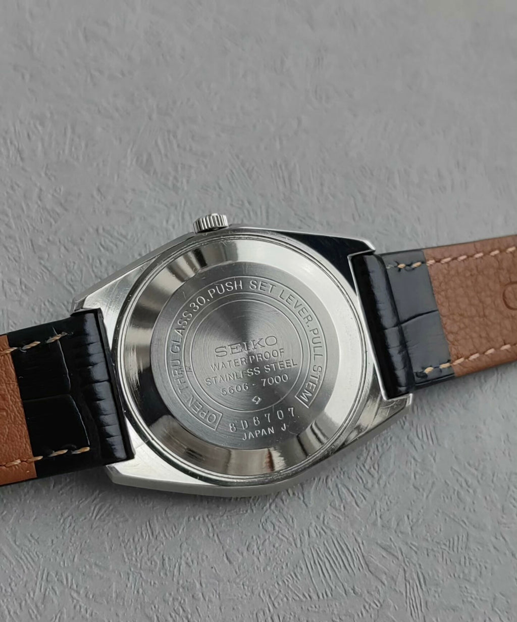 Seiko LM Automatic Men's Watch Day Date 5606A 37.5mm Silver Dial 1968 Vintage Slim 494-0680