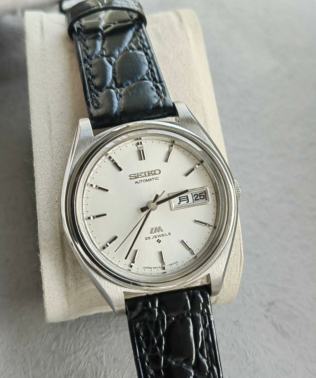 Seiko LM Automatic Men's Watch Day Date 5606A 37.5mm Silver Dial Slim Vintage 490-0700