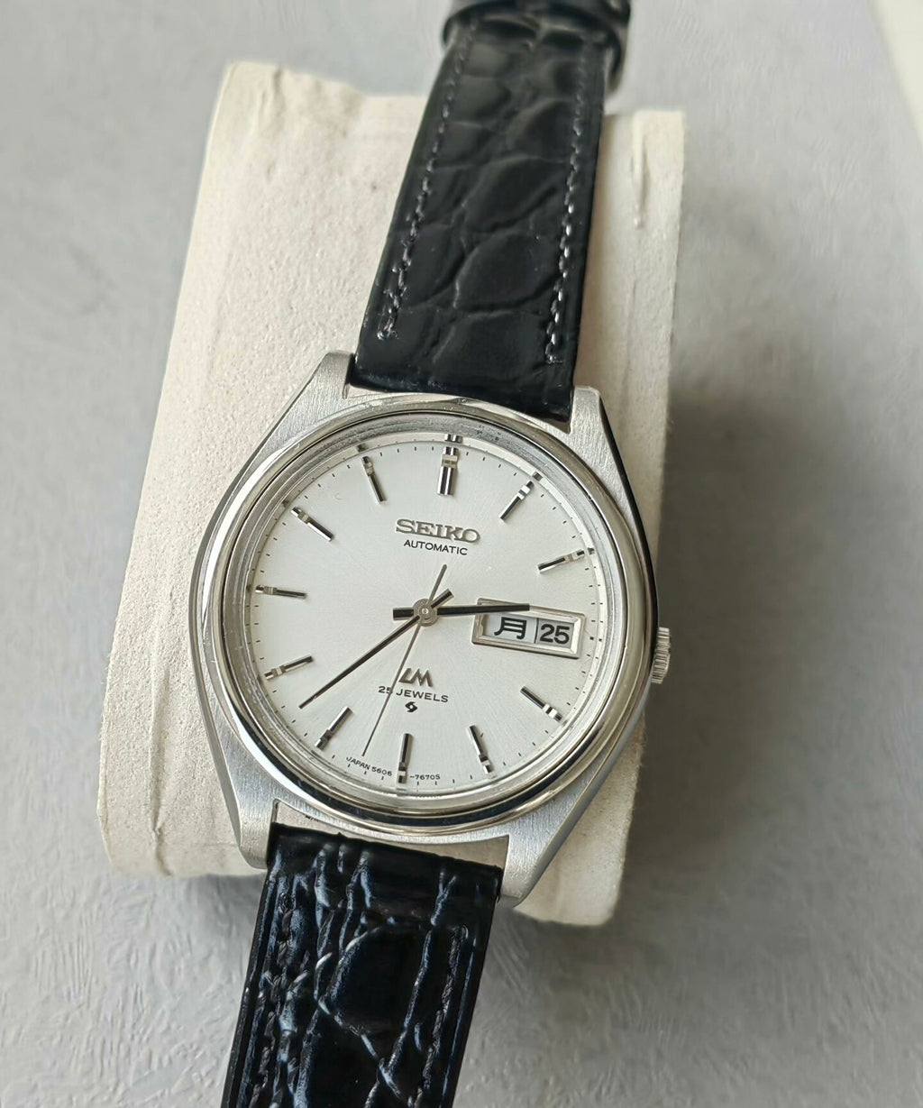 Seiko LM Automatic Men's Watch Day Date 5606A 37.5mm Silver Dial Slim Vintage 490-0700