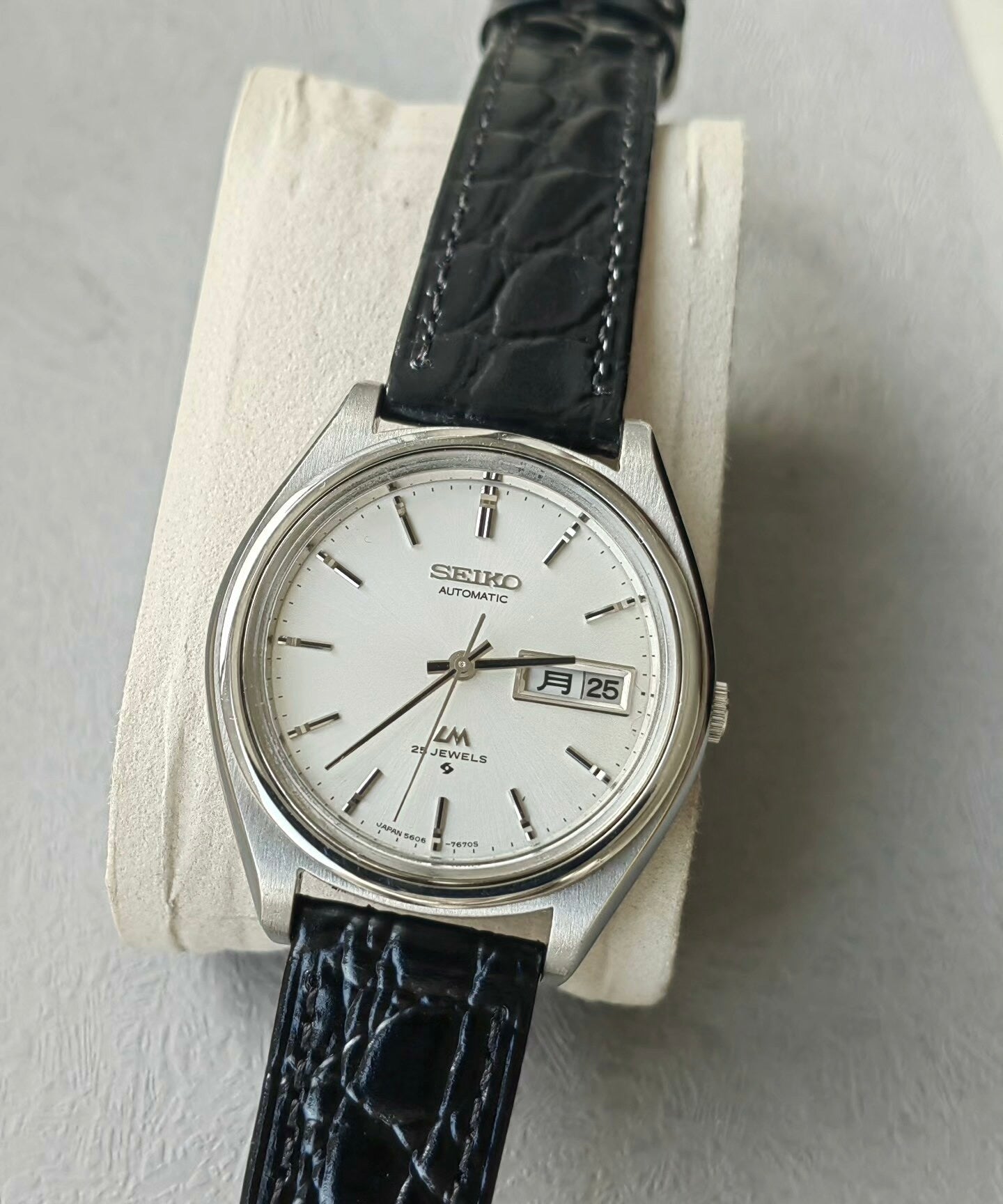 Seiko LM Automatic Men's Watch Day Date 5606A 37.5mm Silver Dial Slim Vintage 490-0700