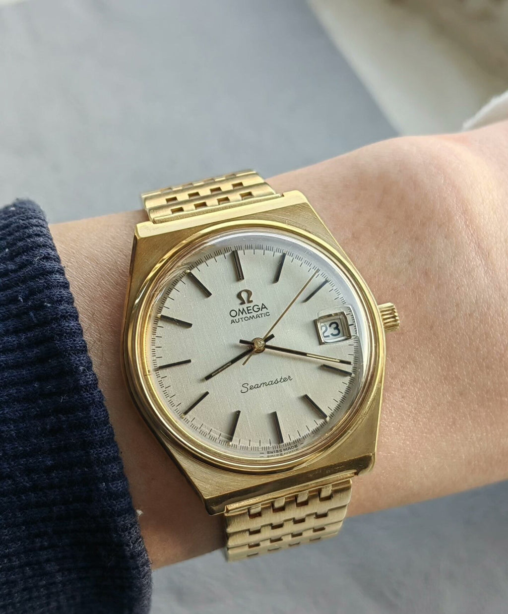 Omega Seamaster Automatic Watch Cal. 1010 Date 35.5mm Gold Plated Original Bracelet Vintage 497-3700
