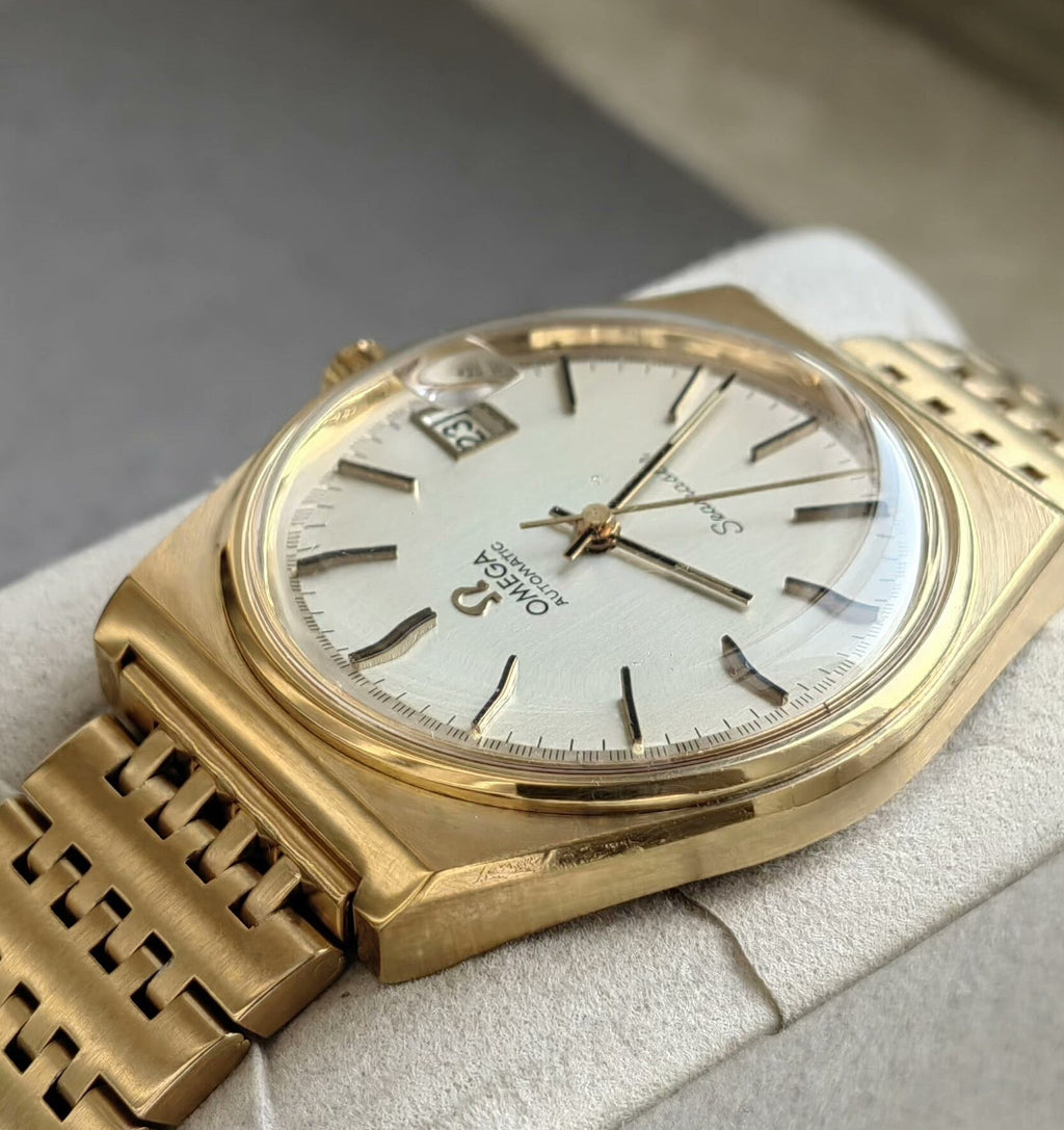 Omega Seamaster Automatic Watch Cal. 1010 Date 35.5mm Gold Plated Original Bracelet Vintage 497-3700