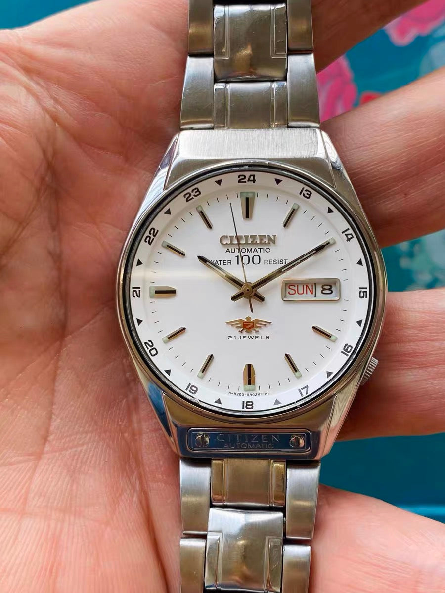 Citizen Men's Vintage Automatic Watch 8200 Day Date 21 Jewels 35.5mm 514-0240