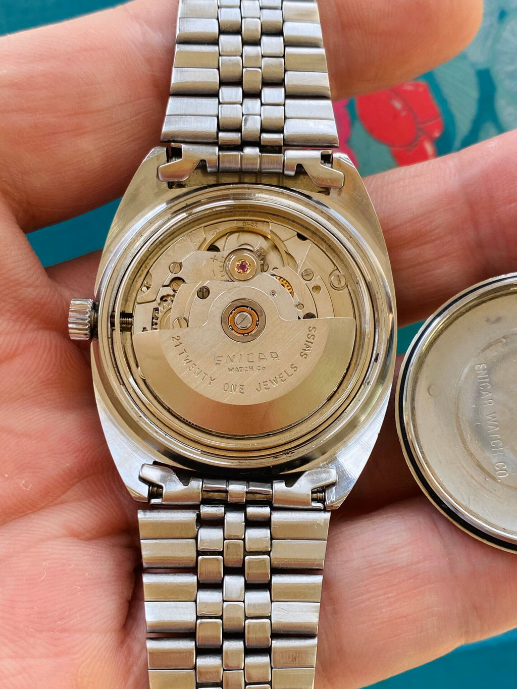 Enicar Swiss Vintage Automatic Watch ETA2846 Day Date 21 Jewels 35mm 1980s 516-0370