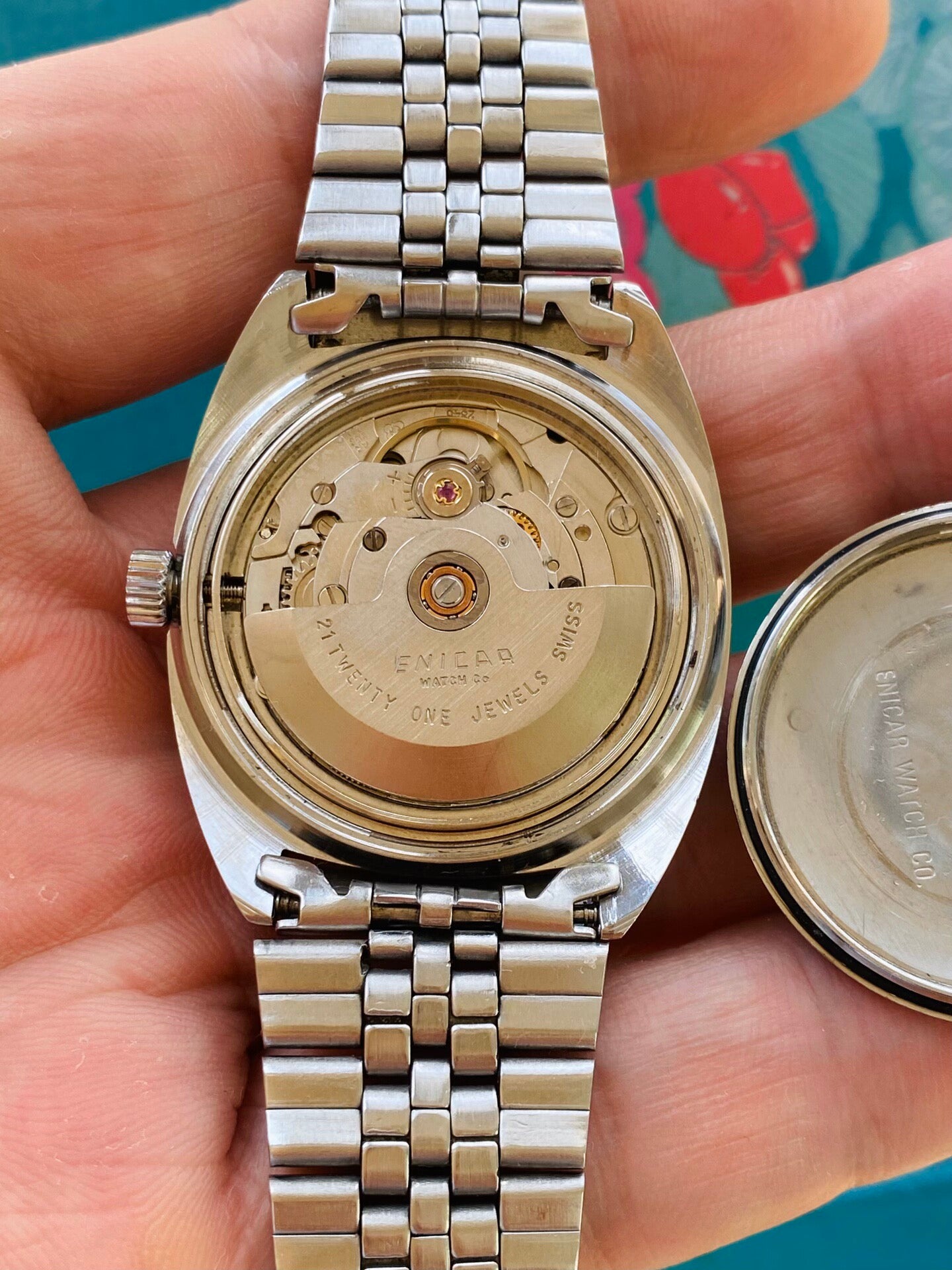 Enicar Swiss Vintage Automatic Watch ETA2846 Day Date 21 Jewels 35mm 1980s 516-0370
