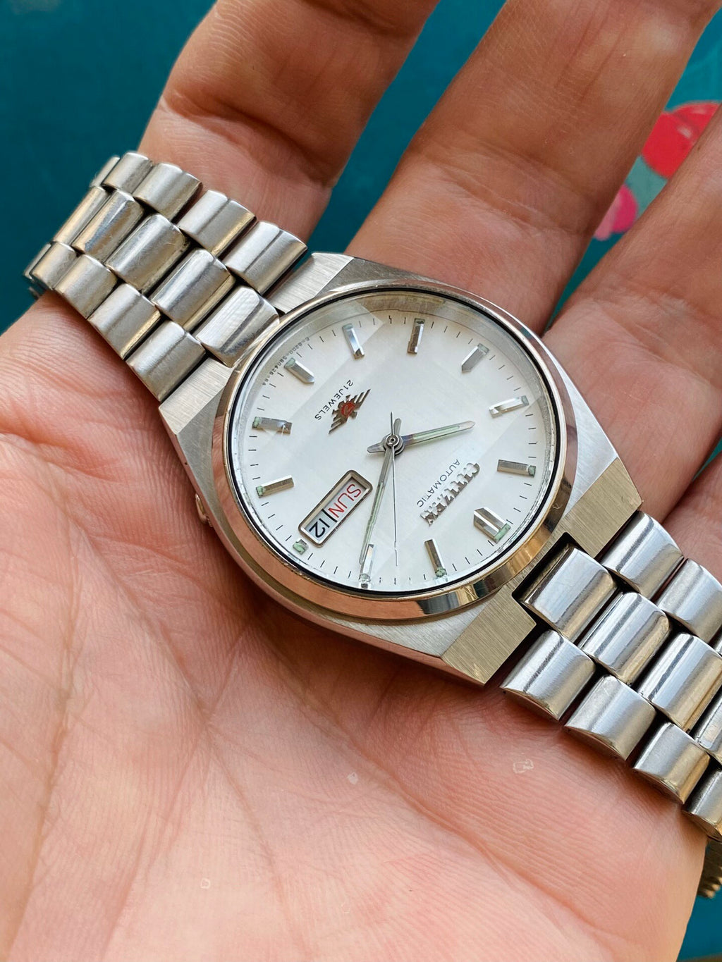 Citizen Men's Vintage Automatic Watch 8200 Day-Date 21 Jewels 36.4mm 517-0178