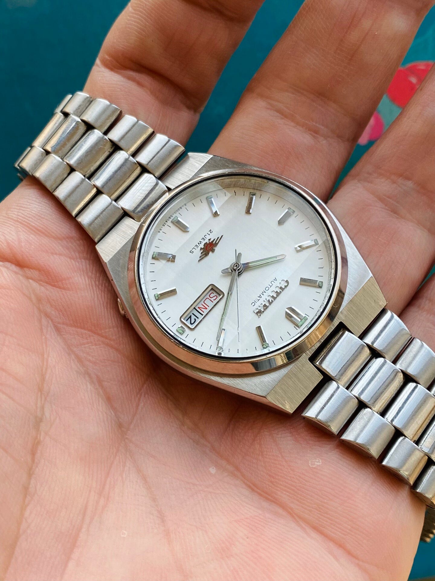 Citizen Men's Vintage Automatic Watch 8200 Day-Date 21 Jewels 36.4mm 517-0178