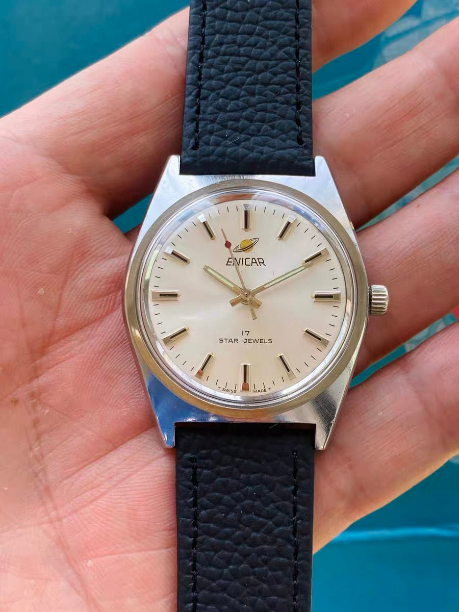 Enicar Swiss Vintage Manual-Winding Watch Cal. 160 17 Jewels 36.3mm 1960s 521-0160