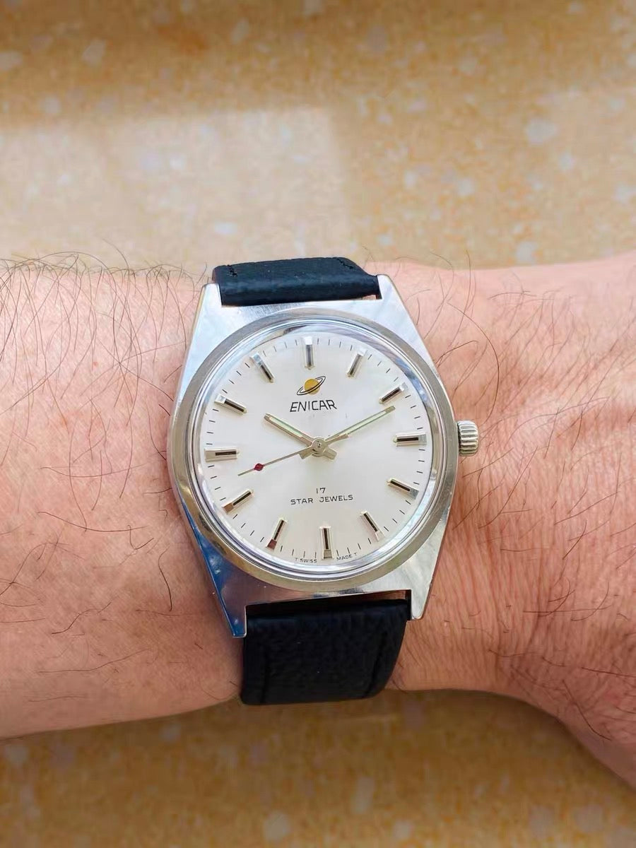 Enicar Swiss Vintage Manual-Winding Watch Cal. 160 17 Jewels 36.3mm 1960s 521-0160