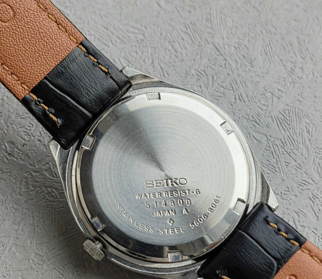 Seiko LM Vintage Automatic Watch 5606 Day Date Green Sunburst Dial 23 Jewels 36.5mm 547-0780