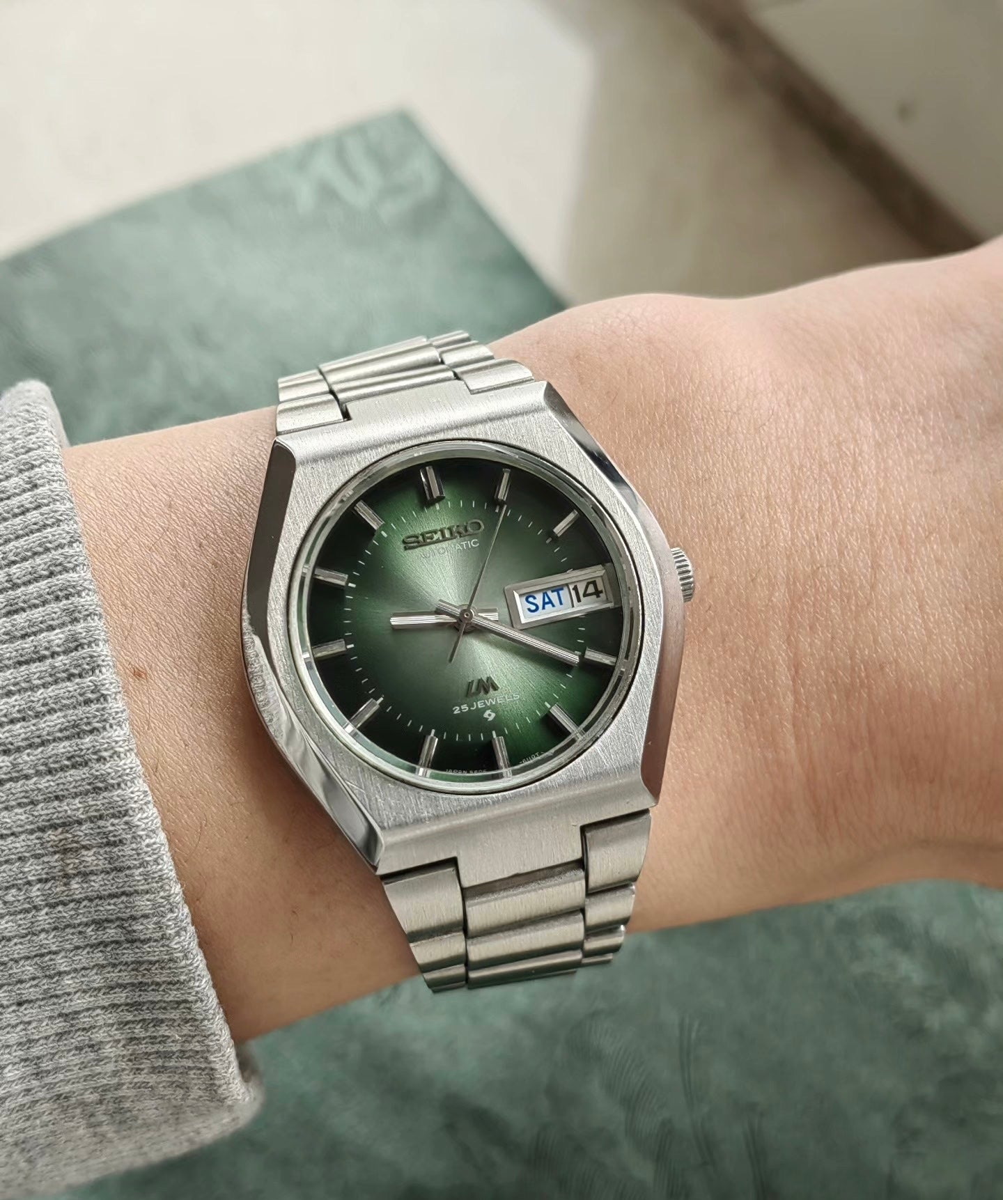 Seiko LM Automatic Men's Watch Day Date 5606A 37mm Green Gradient Dial 548-0800