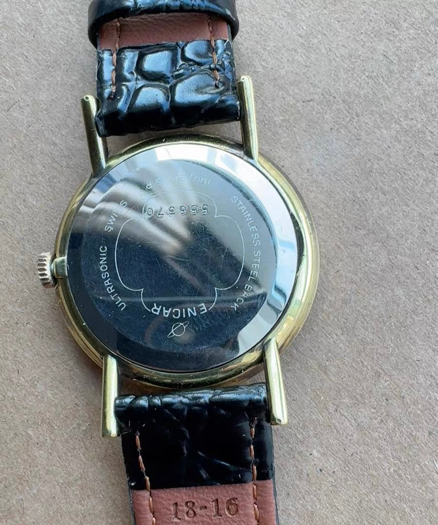 Enicar Swiss Supertest Manual Wind Watch 25 Jewels Incabloc Vintage 35mm Gold Filled Case 549-1120