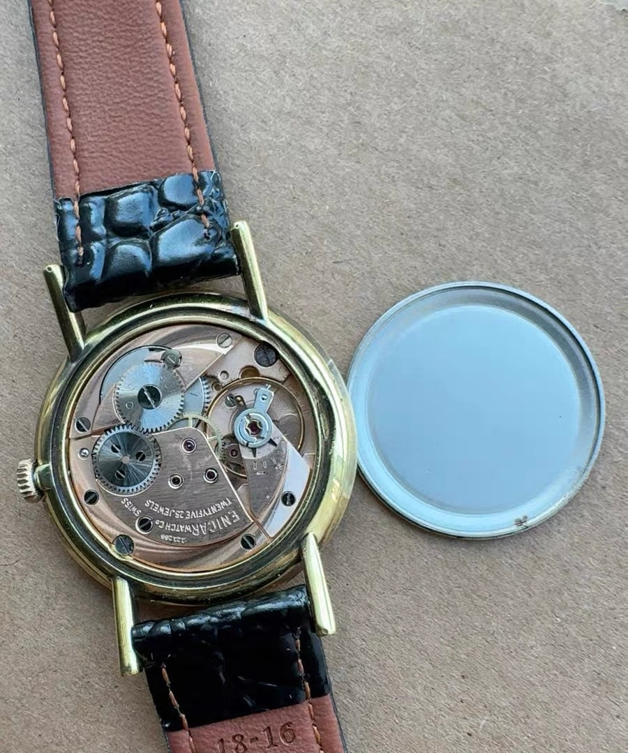 Enicar Swiss Supertest Manual Wind Watch 25 Jewels Incabloc Vintage 35mm Gold Filled Case 549-1120