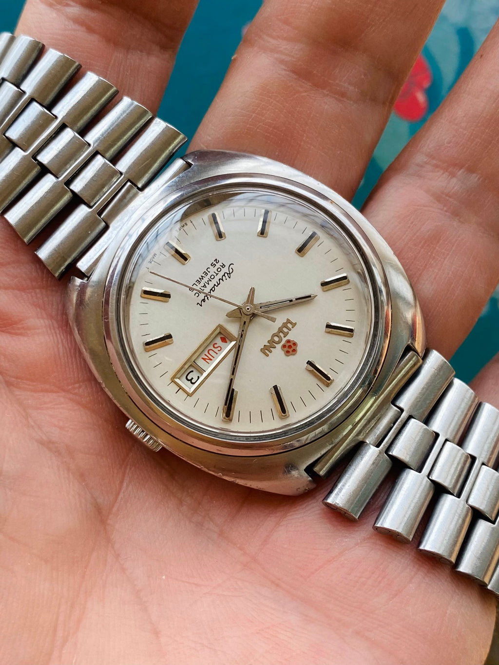 Titoni Swiss Airmaster Rotomatic Automatic Watch Day Date ETA2879 1970s 37mm 559-0270