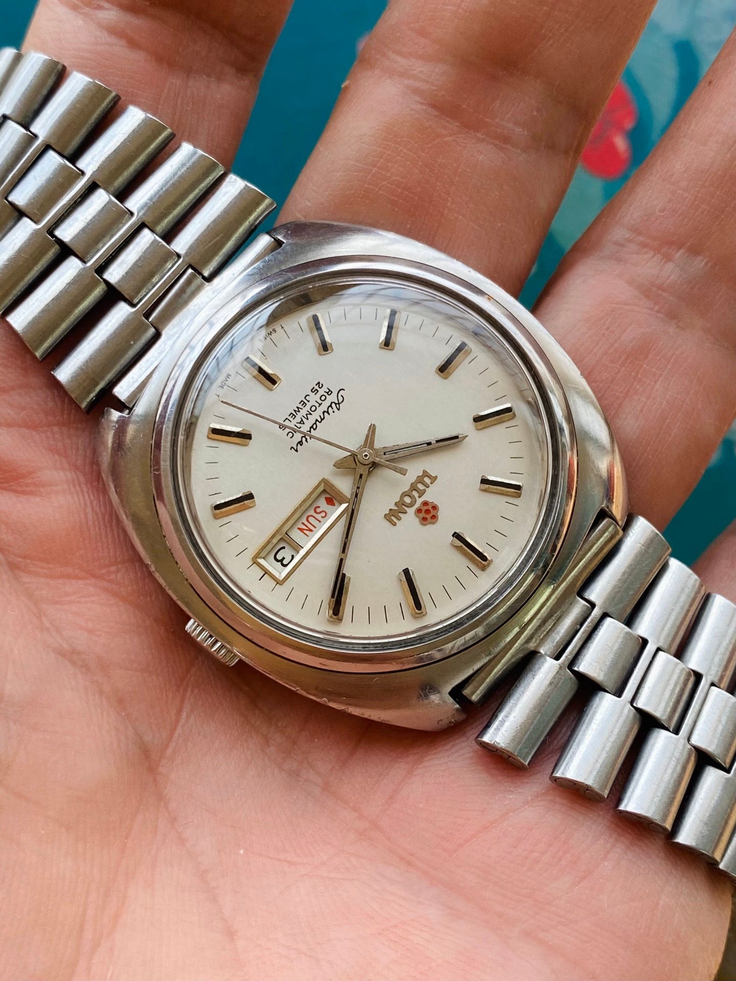 Titoni Swiss Airmaster Rotomatic Automatic Watch Day Date ETA2879 1970s 37mm 559-0270
