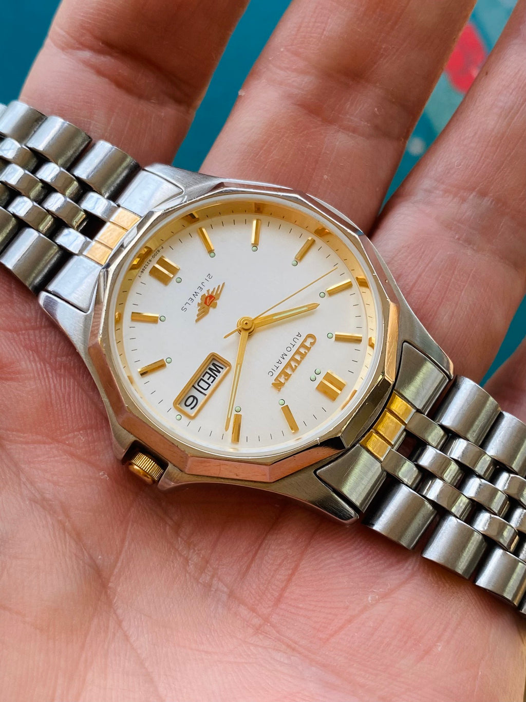 Citizen Automatic Watch Day Date Cal. 8200 Vintage 1990s 35mm 21 Jewels 562-0160