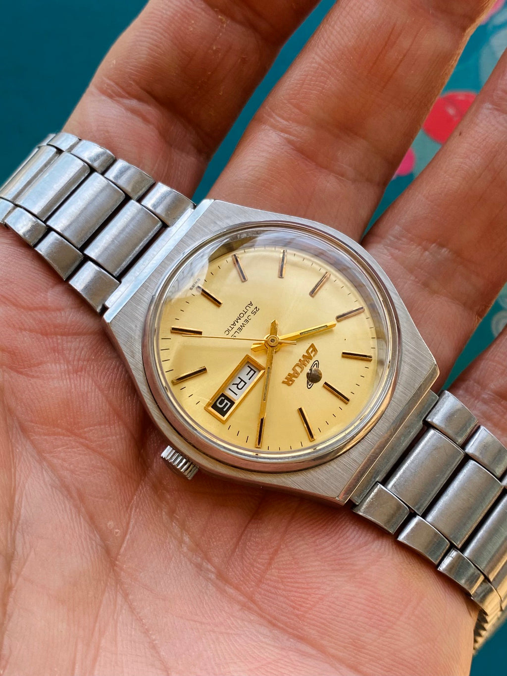 Enicar Swiss Automatic Watch Cal. AR2167 Day Date Vintage 1970s 36mm Classic 563-0268