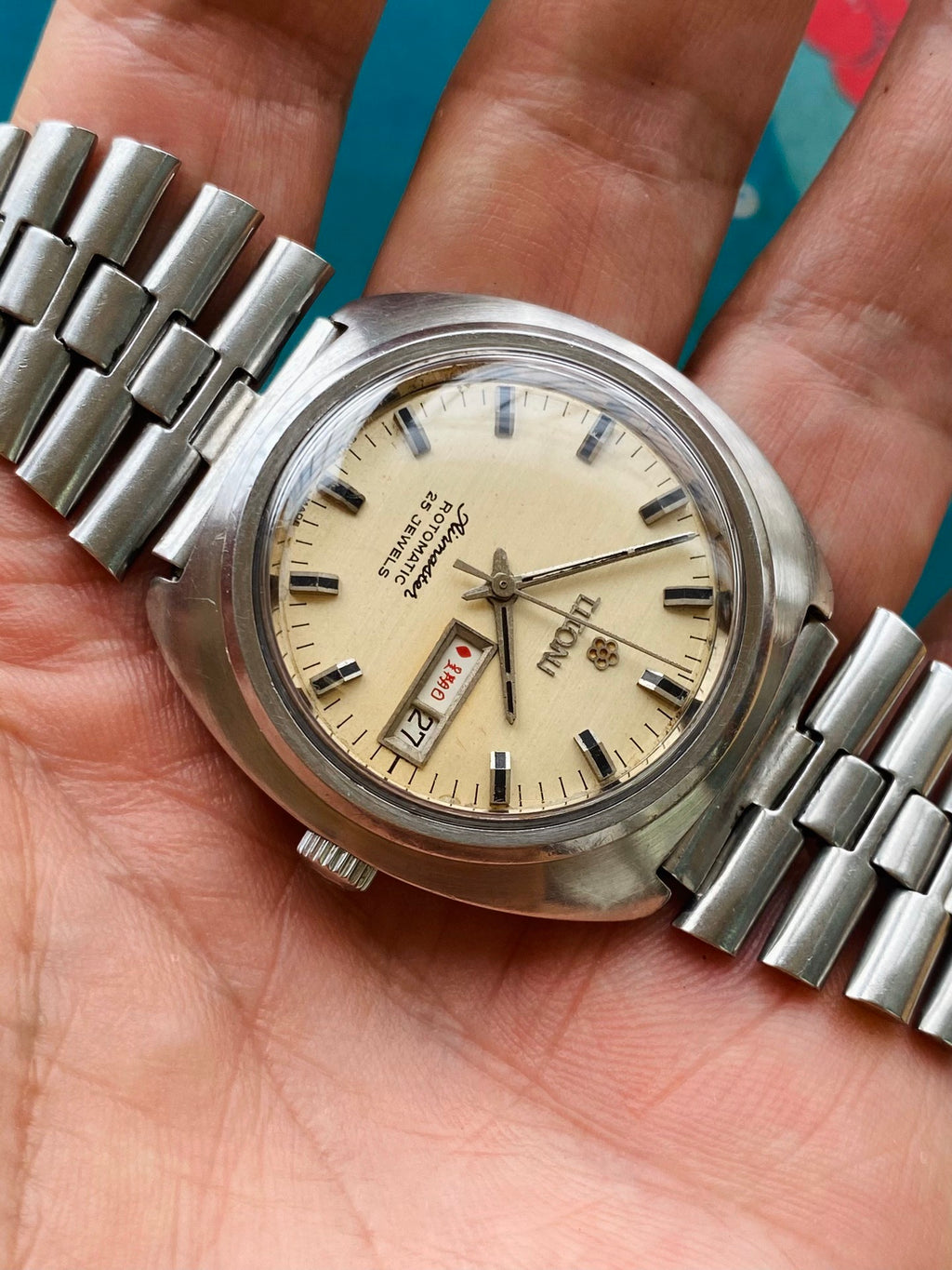 Titoni Swiss Airmaster Rotomatic Automatic Watch Day Date ETA789 1970s 37.5mm Vintage 566-0318