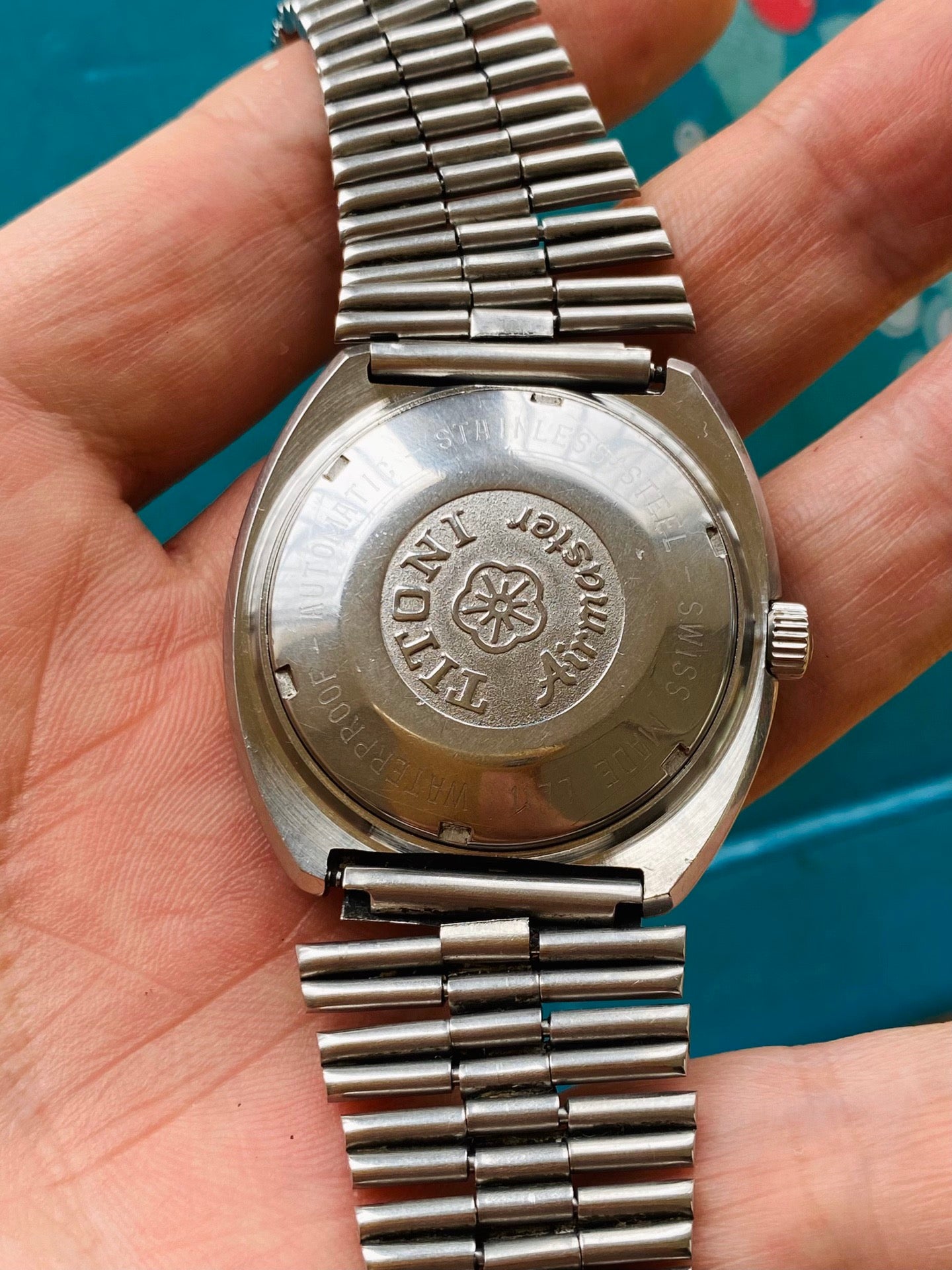 Titoni Swiss Airmaster Rotomatic Automatic Watch Day Date ETA789 1970s 37.5mm Vintage 566-0318
