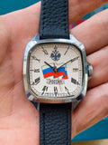 Vostok Amphibia Russian Manual Wind Watch Cal. 2414A Date 1990s Square Case 37mm Vintage 568-0178