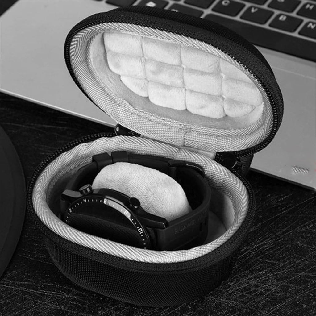 Premium Hard Shell Single Watch Travel Case | Anti-Scratch Protection, Crush-Proof EVA Box with Grid-Cushion Lid Padding (Black)