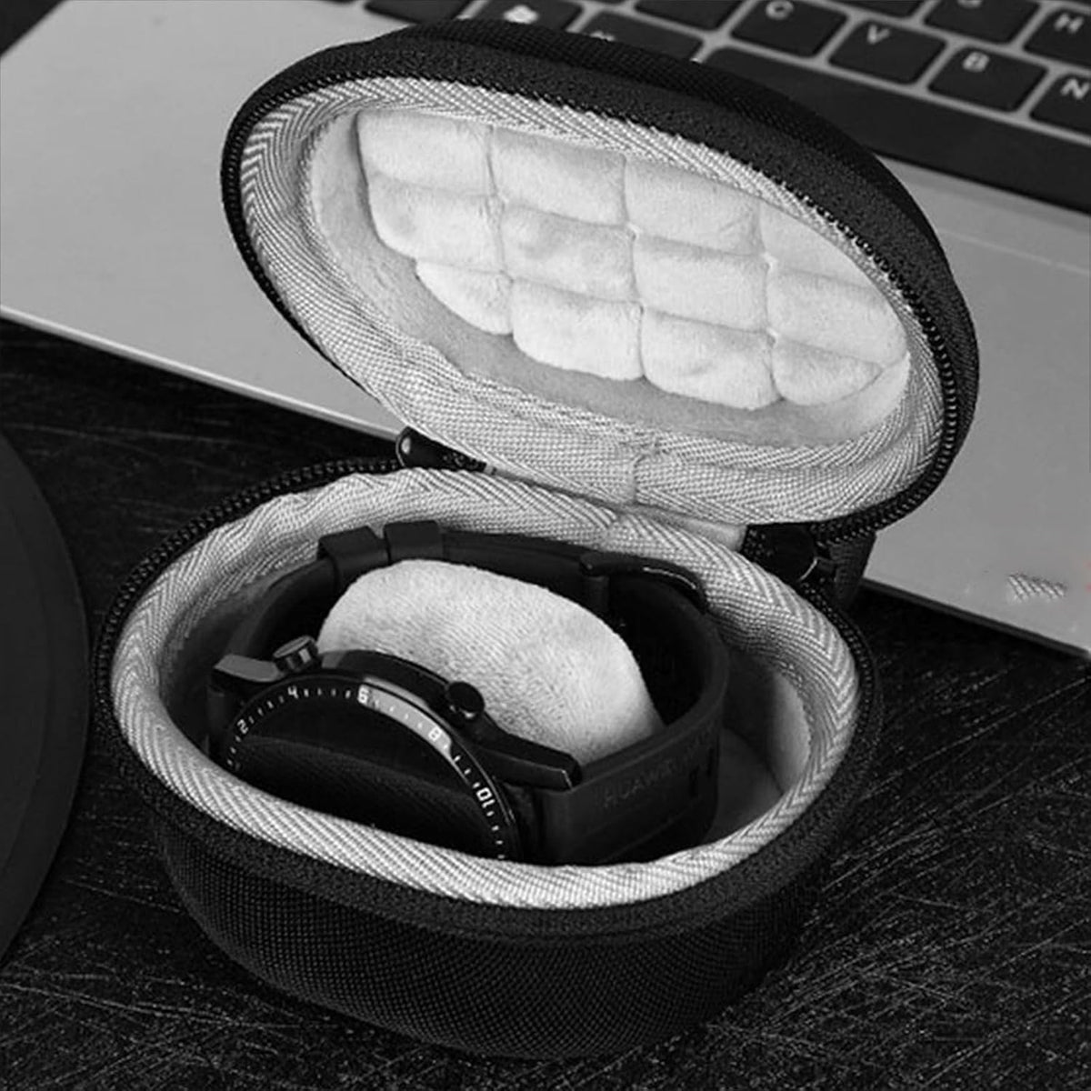 Premium Hard Shell Single Watch Travel Case | Anti-Scratch Protection, Crush-Proof EVA Box with Grid-Cushion Lid Padding (Black)