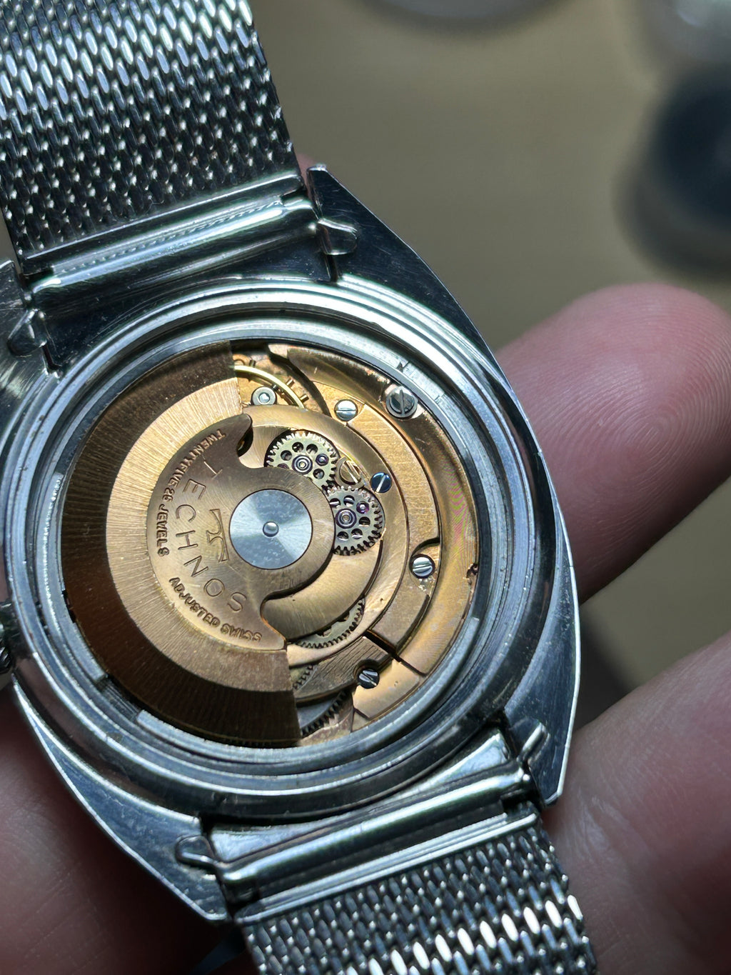 Swiss Technos Sky Light Automatic Watch 25 Jewels Date Black Dial Vintage Men's Watch 554-1400