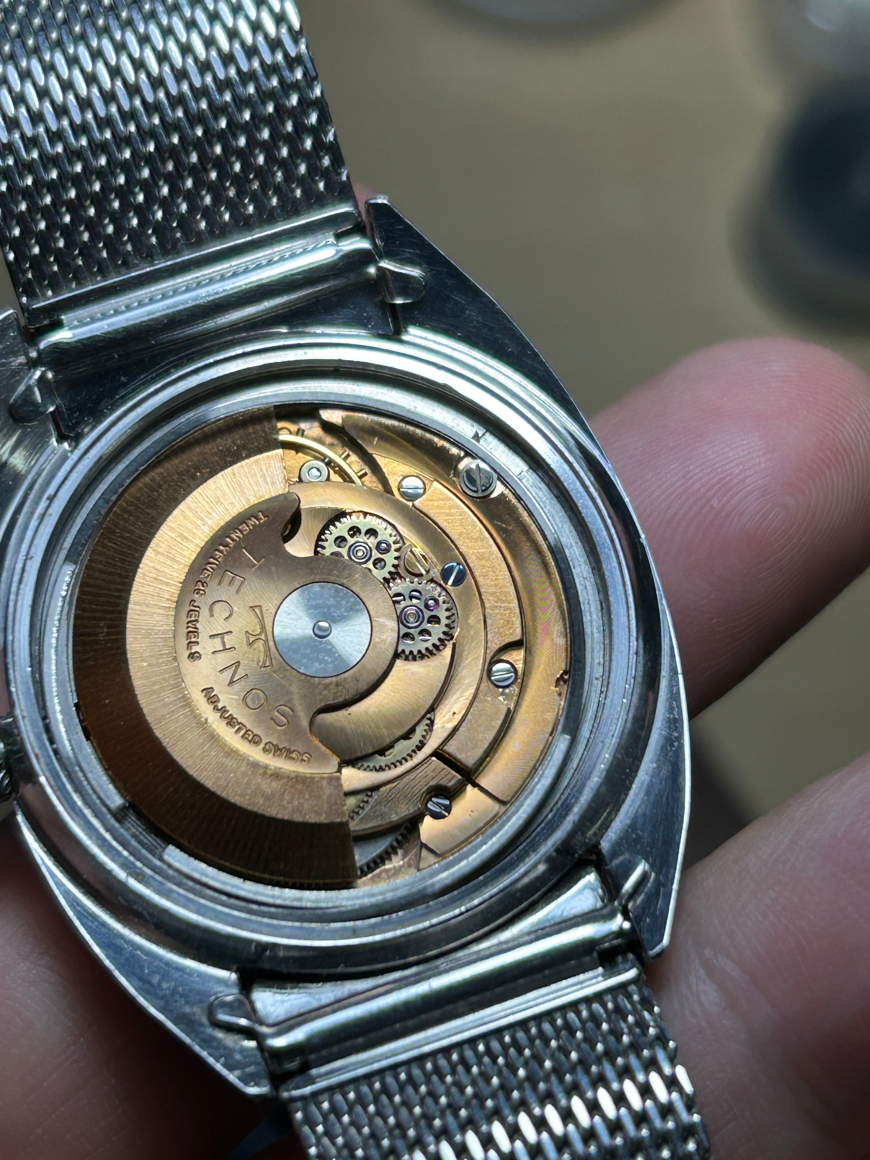 Swiss Technos Sky Light Automatic Watch 25 Jewels Date Black Dial Vintage Men's Watch 554-1400