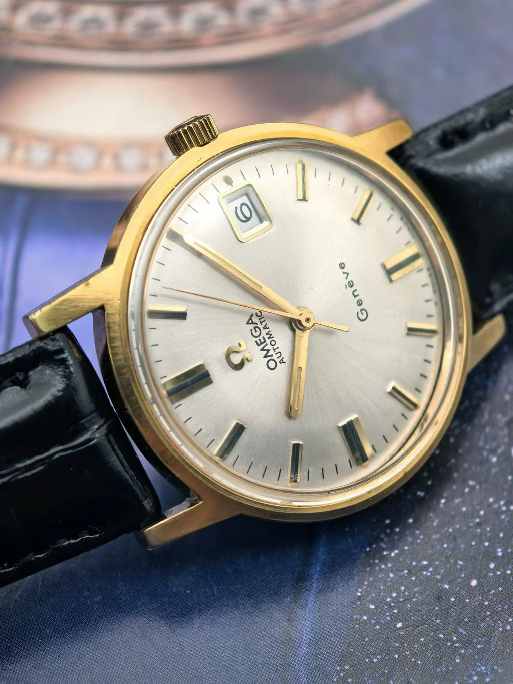 Swiss Vintage Omega Genève Automatic Men's Watch Cal. 565 Date 24 Jewels 20 Microns Gold Filled Case 35mm 616-4200