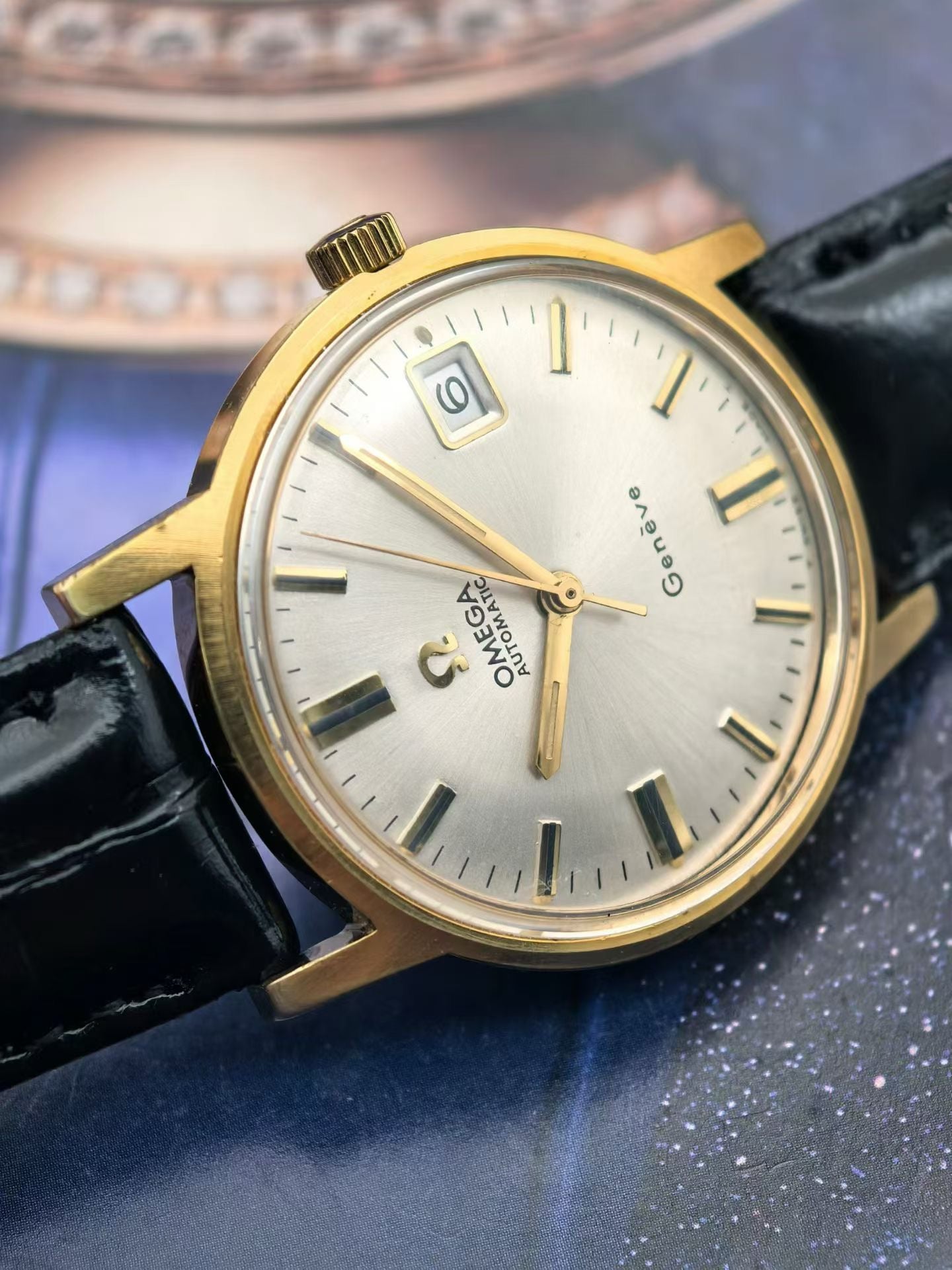 Swiss Vintage Omega Genève Automatic Men's Watch Cal. 565 Date 24 Jewels 20 Microns Gold Filled Case 35mm 616-4200