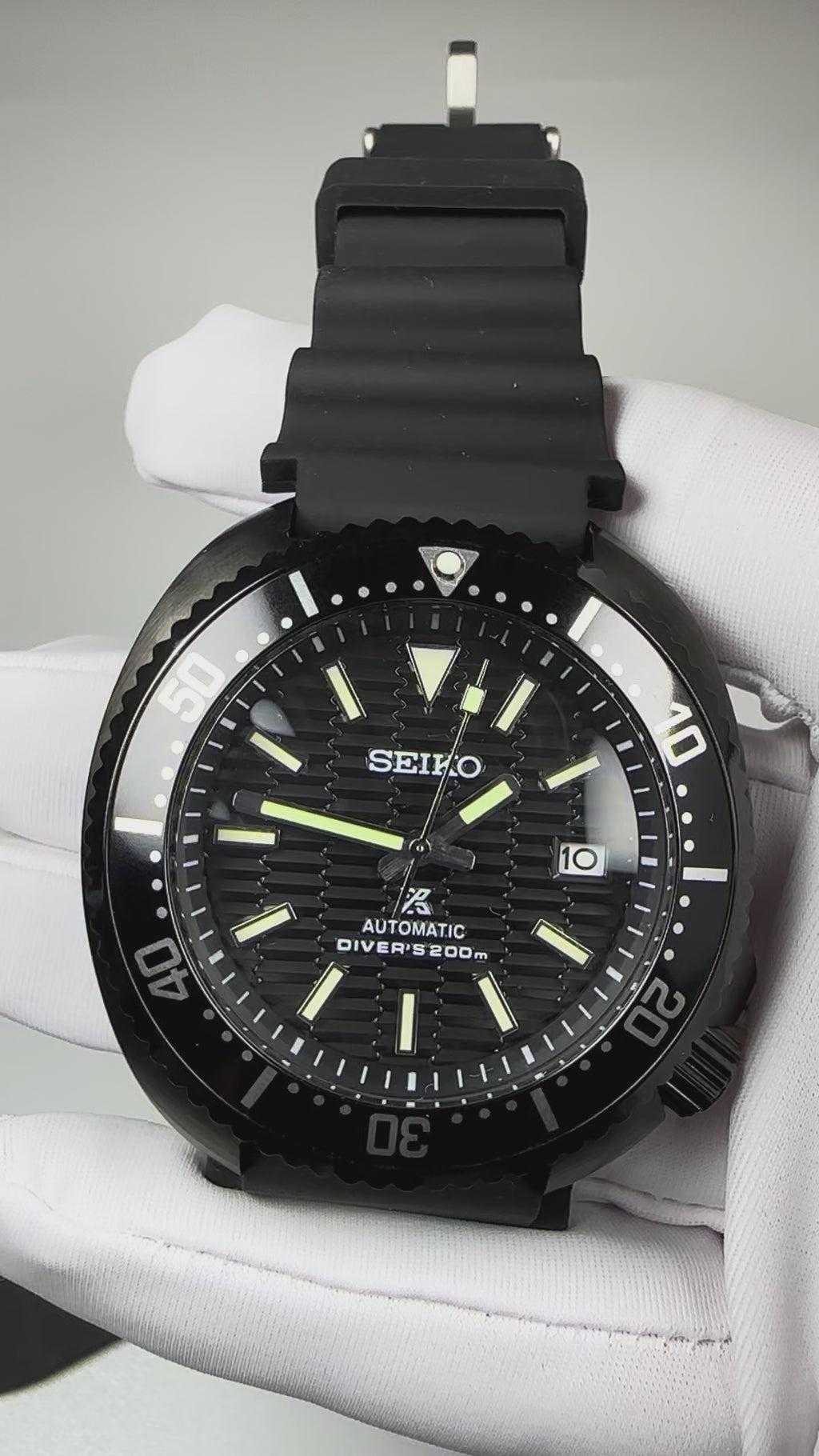Custom Modified Seiko Diver Automatic Watch 43mm Original NH35 Movement Sapphire Crystal Black 357-0680