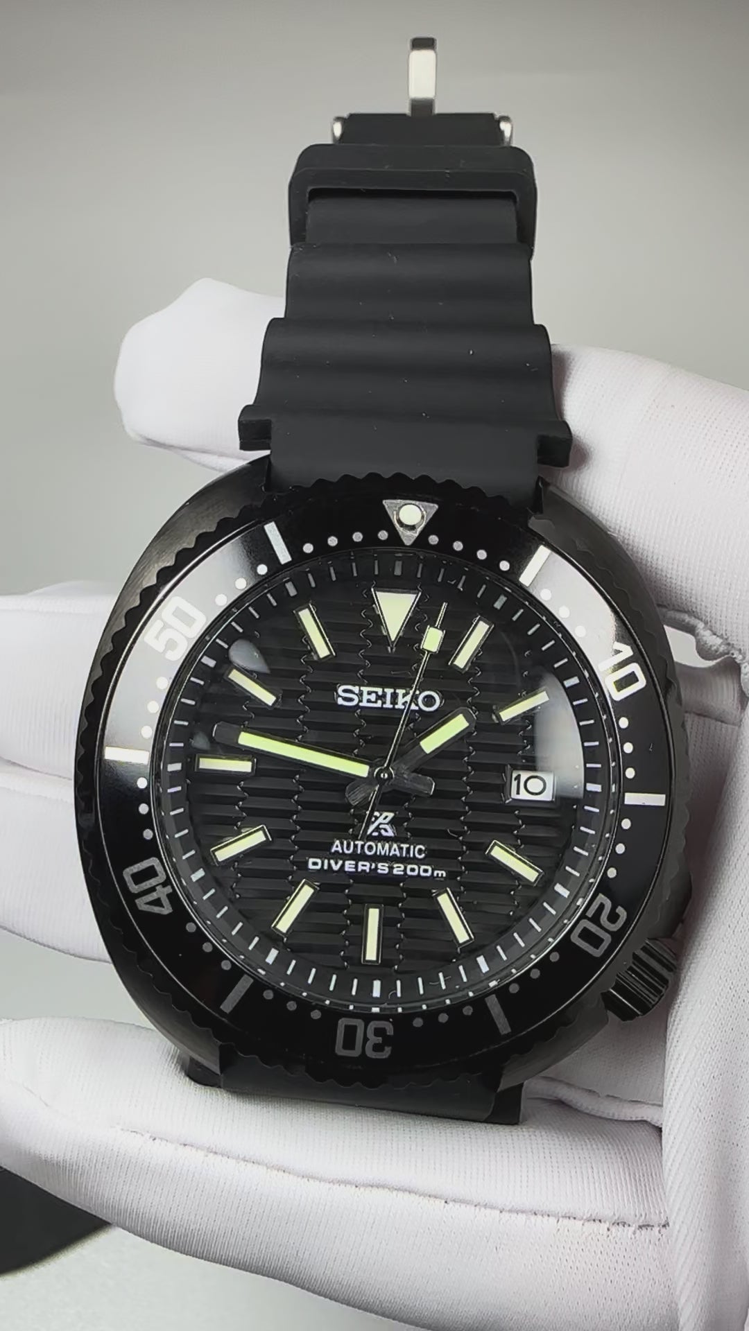 Custom Modified Seiko Diver Automatic Watch 43mm Original NH35 Movement Sapphire Crystal Black 357-0680