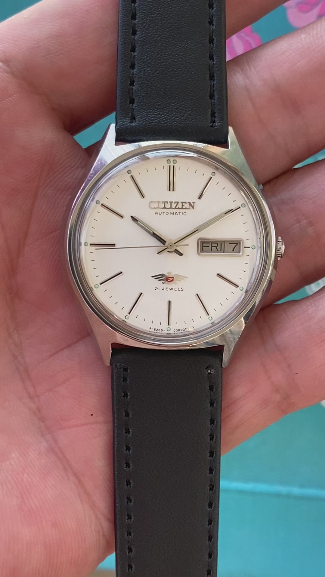 Citizen Mens' Vintage Automatic Watch 8200 21 Jewels 36mm Day Date 1980s 630-0148