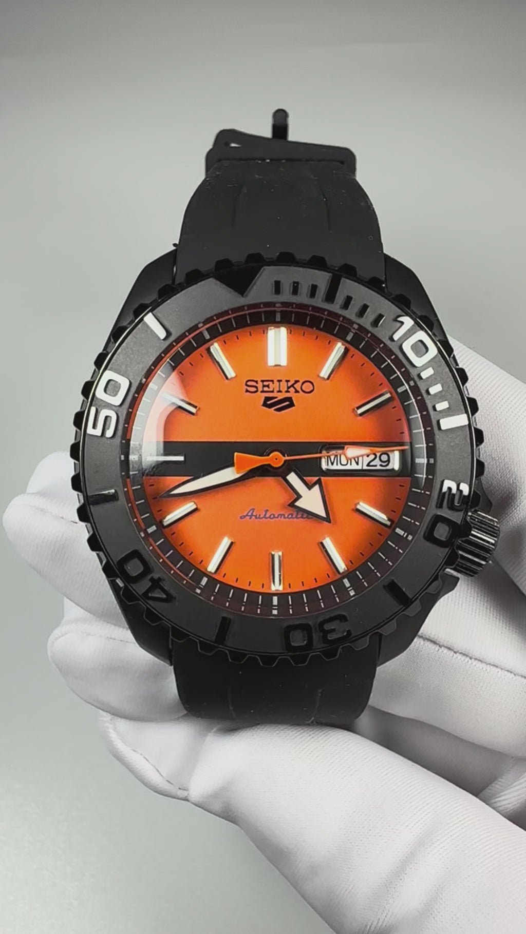 Custom Modified Seiko SKX007 Orange Diver Automatic Watch 42mm NH36 Sapphire Crystal Ceramic Bezel 24 Jewels 354-0630