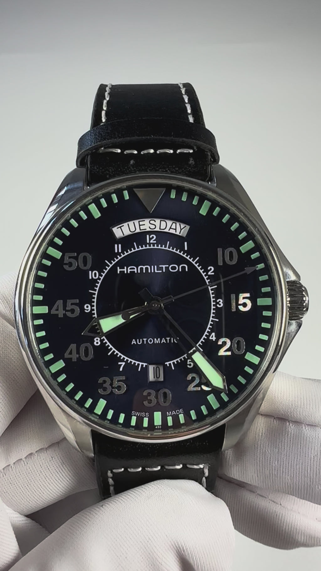 Swiss Hamilton Khaki Aviation Pilot Automatic Day Date Interstellar Watch 42mm H-40 80 Hour 647-2100 Full Set