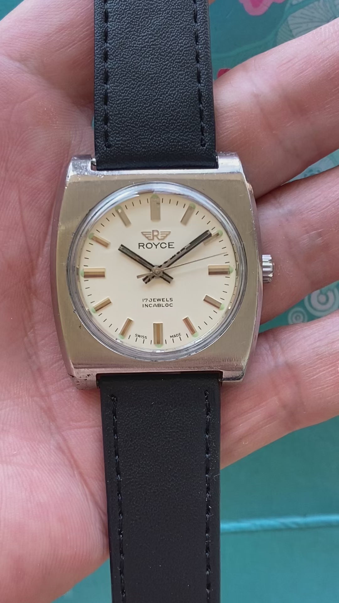 Swiss Royce Manual Wind Vintage Men's Watch 17 Jewels 35.8mm 1970s 611-0218